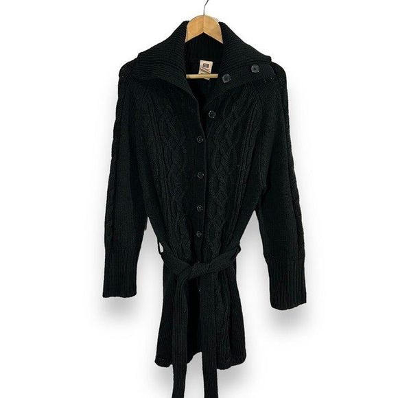 Vintage Y2k Faded Glory Duster Cardigan Cable Knit Sweater Womens Large - Picture 1 of 5